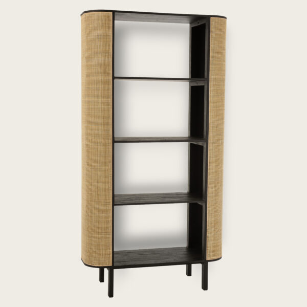 Etagère Molly bois exotique rotin noir J-line