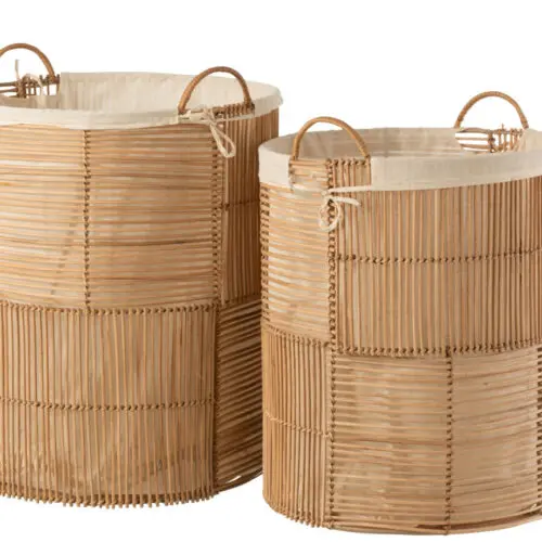 Panier rangement SET DE 2 PANIERS A LINGE ROTIN NATUREL