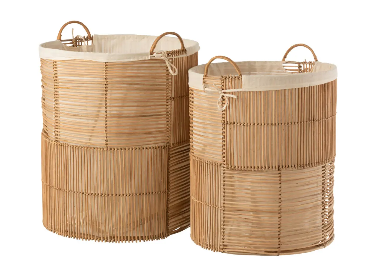 SET DE 2 PANIERS A LINGE ROTIN NATUREL