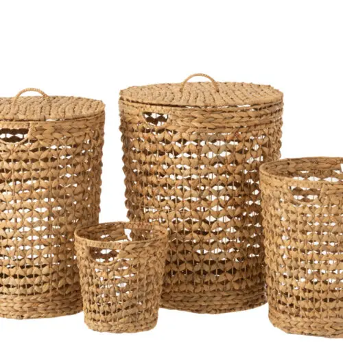 Panier rangement SET DE 4 PANIERS + COUVERCLE JACINTHE D'EAU NATUREL