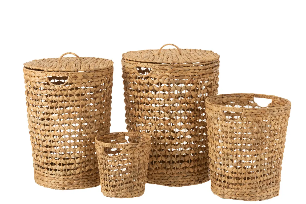SET DE 4 PANIERS + COUVERCLE JACINTHE D'EAU NATUREL