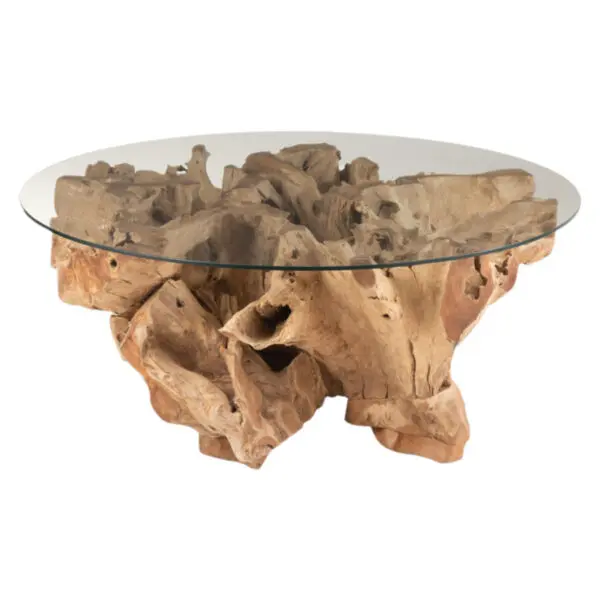 Table basse en racines de teck Eden