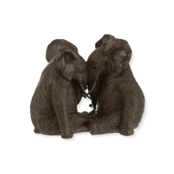 Couple Eléphant - résine - Marron foncé - S