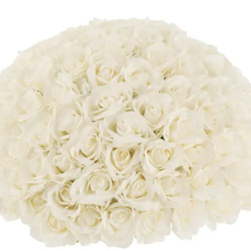 BOULE DE FLEURS 1/2 ROSE PLASTIQUE BLANC LARGE