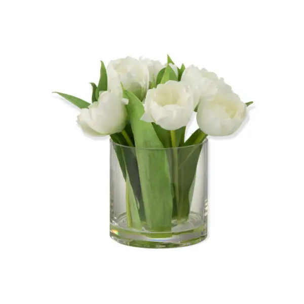 Tulipes en vase - Plastique/verre - Blanc - L