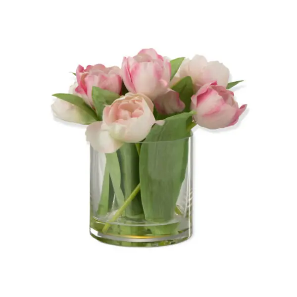 Tulipes en vase - Plastique/verre - Rose - L
