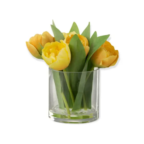Tulipes en vase - Plastique/verre - jaune - S