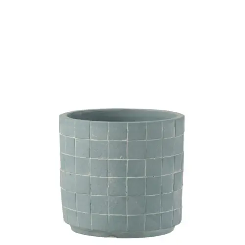 CACHEPOT CARRE CERAMIQUE BLEU CLAIR MEDIUM