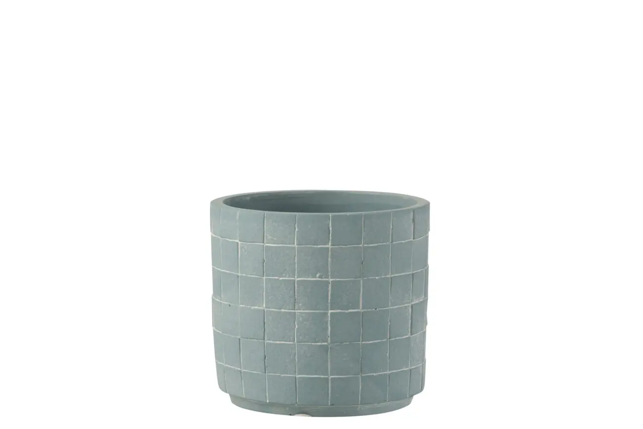 CACHEPOT CARRE CERAMIQUE BLEU CLAIR MEDIUM