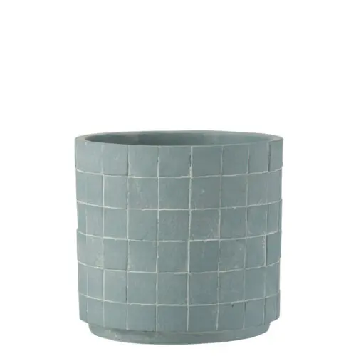 CACHEPOT CARRE CERAMIQUE BLEU CLAIR LARGE