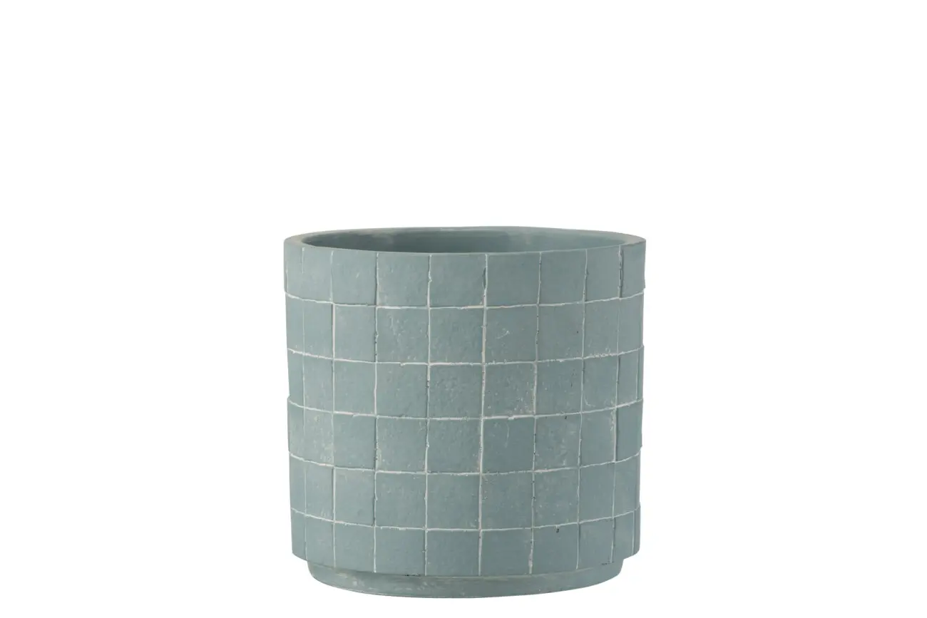 CACHEPOT CARRE CERAMIQUE BLEU CLAIR LARGE