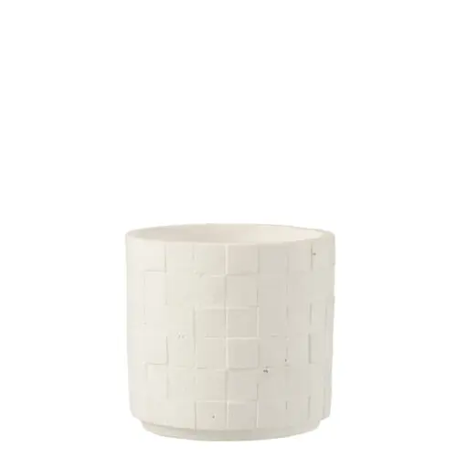 CACHEPOT CARRE CERAMIQUE BLANC SMALL