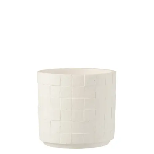 CACHEPOT CARRE CERAMIQUE BLANC MEDIUM