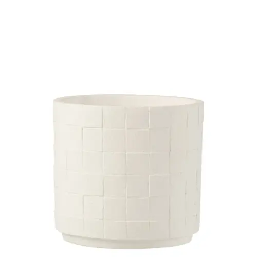 CACHEPOT CARRE CERAMIQUE BLANC LARGE