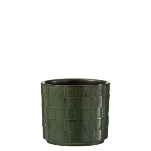 CACHEPOT CARRE CERAMIQUE VERT SMALL