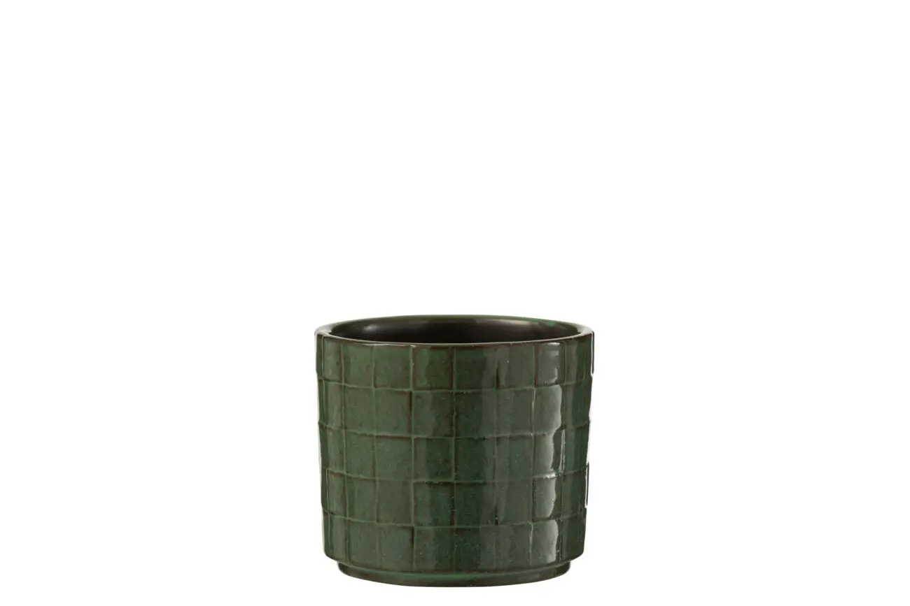 CACHEPOT CARRE CERAMIQUE VERT SMALL