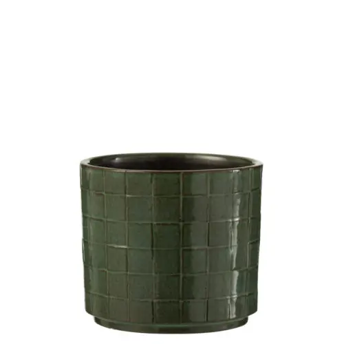 CACHEPOT CARRE CERAMIQUE VERT MEDIUM