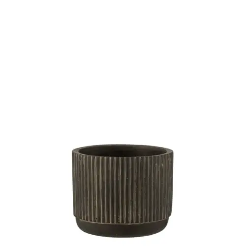 CACHEPOT LIGNES CERAMIQUE NOIR/MARRON SMALL