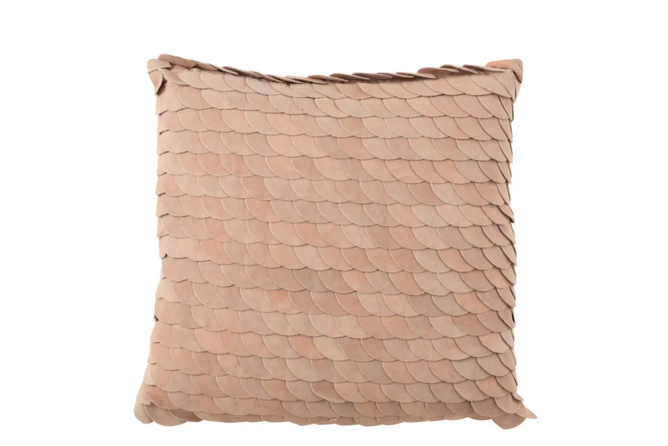 Coussin écailles Cayo - Cuir - Rose 42x42