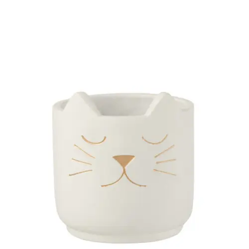 Vase et cache pot CACHEPOT CHATON CIMENT BLANC OR SMALL