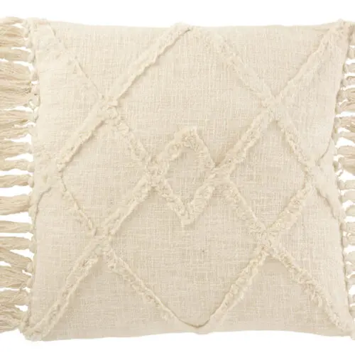 Coussin losanges pompons Emmy - Polyester - Beige 69x48
