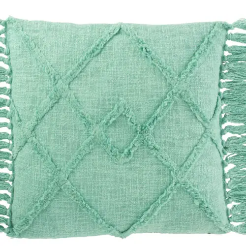 Coussin losanges pompons Emmy - Polyester - Menthe 69x48