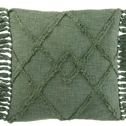 Coussin losanges pompons Emmy - Polyester - Vert 69x48
