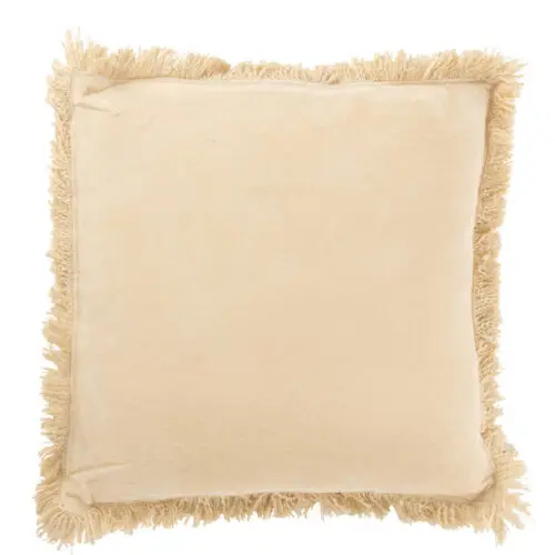 COUSSIN FRANGE COTON VELOURS BEIGE