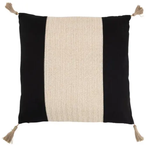 Coussin tissé carré Binta - Polyester - Noir/beige 45x45