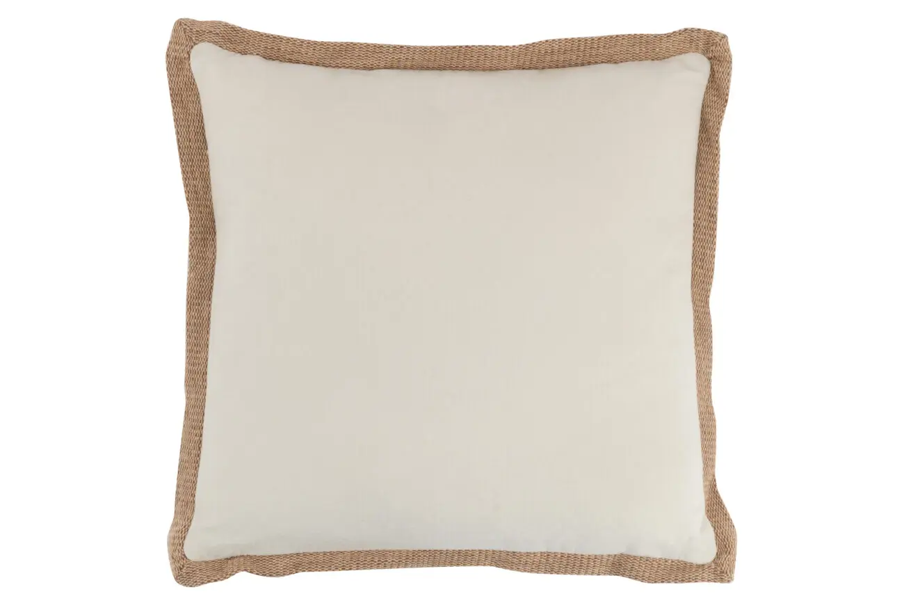 Coussin bords tissés Simo - Polyester - Beige 49x49