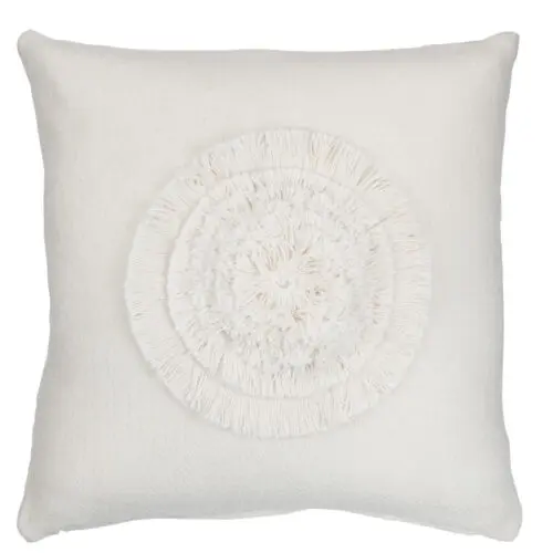 Coussin et plaid Coussin carré soleil Soline - Polyester - Blanc 40x40