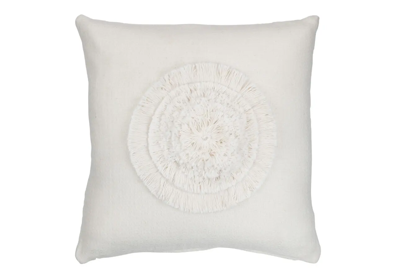 Coussin carré soleil Soline - Polyester - Blanc 40x40
