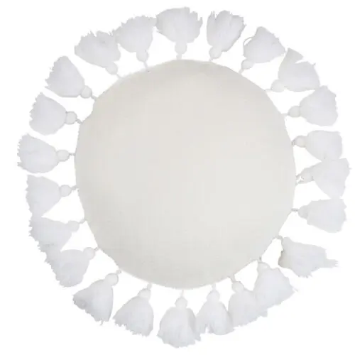 Coussin rond floches Flea - Polyester - Blanc 45x45