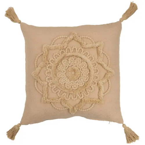 Coussin fleur floches Mandie - Polyester - Beige 43x43