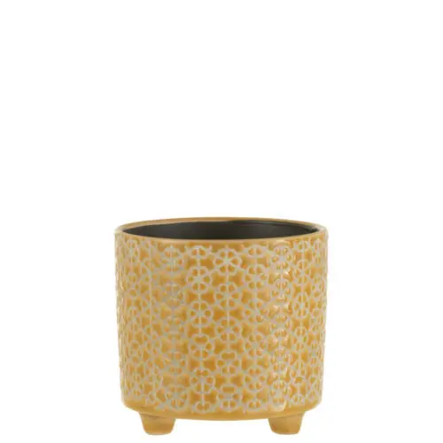 Vase et cache pot CACHEPOT FLEUR CERAMIQUE OCRE SMALL