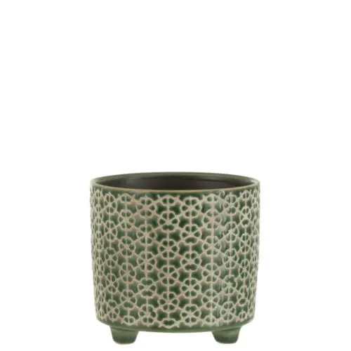 Vase et cache pot CACHEPOT FLEUR CERAMIQUE VERT SMALL