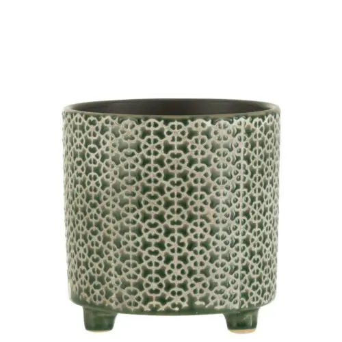 Vase et cache pot CACHEPOT FLEUR CERAMIQUE VERT LARGE