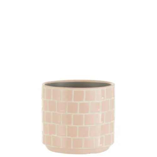 Vase et cache pot CACHEPOT BRILLANT CARRE CERAMIQUE ROSE SMALL