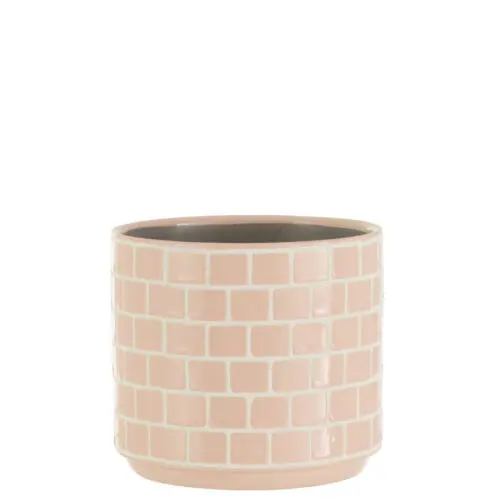 Vase et cache pot CACHEPOT BRILLANT CARRE CERAMIQUE ROSE MEDIUM