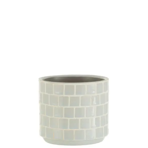 Vase et cache pot CACHEPOT BRILLANT CARRE CERAMIQUE BLEU SMALL