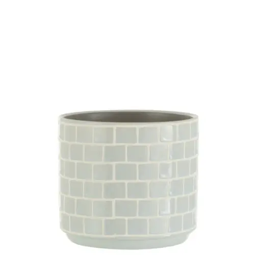 Vase et cache pot CACHEPOT BRILLANT CARRE CERAMIQUE BLEU MEDIUM