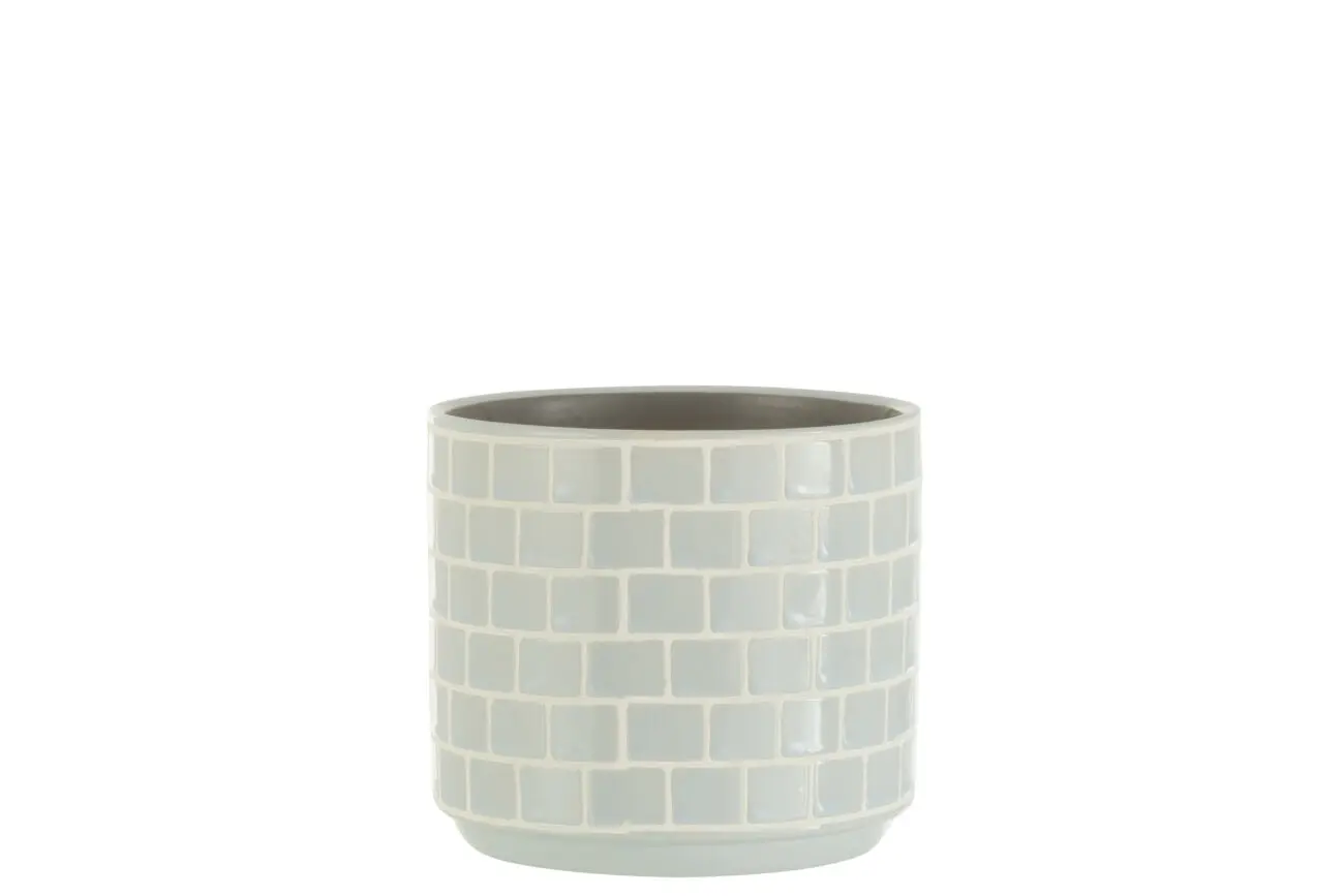 CACHEPOT BRILLANT CARRE CERAMIQUE BLEU MEDIUM
