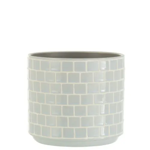 Vase et cache pot CACHEPOT BRILLANT CARRE CERAMIQUE BLEU LARGE