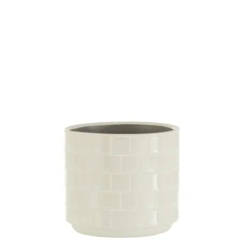 Vase et cache pot CACHE-POT BRILLANT CARRE CERAMIQUE BLANC SMALL