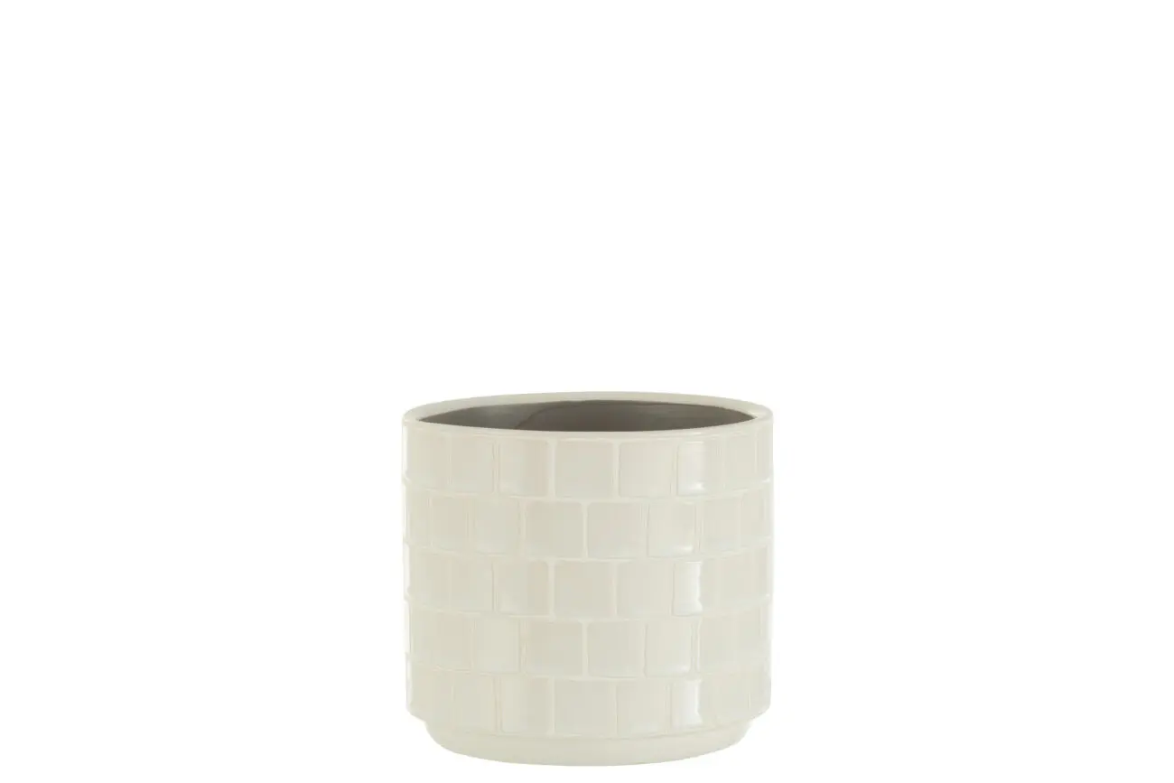 CACHE-POT BRILLANT CARRE CERAMIQUE BLANC SMALL