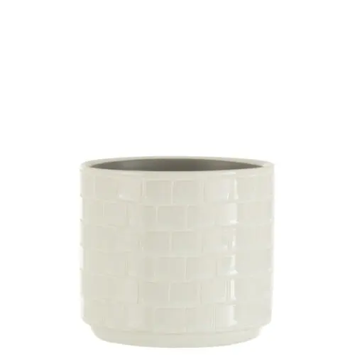 Vase et cache pot CACHE-POT BRILLANT CARRE CERAMIQUE BLANC MEDIUM
