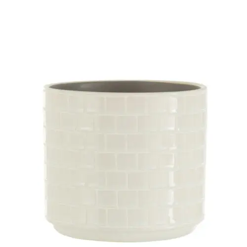 Vase et cache pot CACHE-POT BRILLANT CARRE CERAMIQUE BLANC LARGE