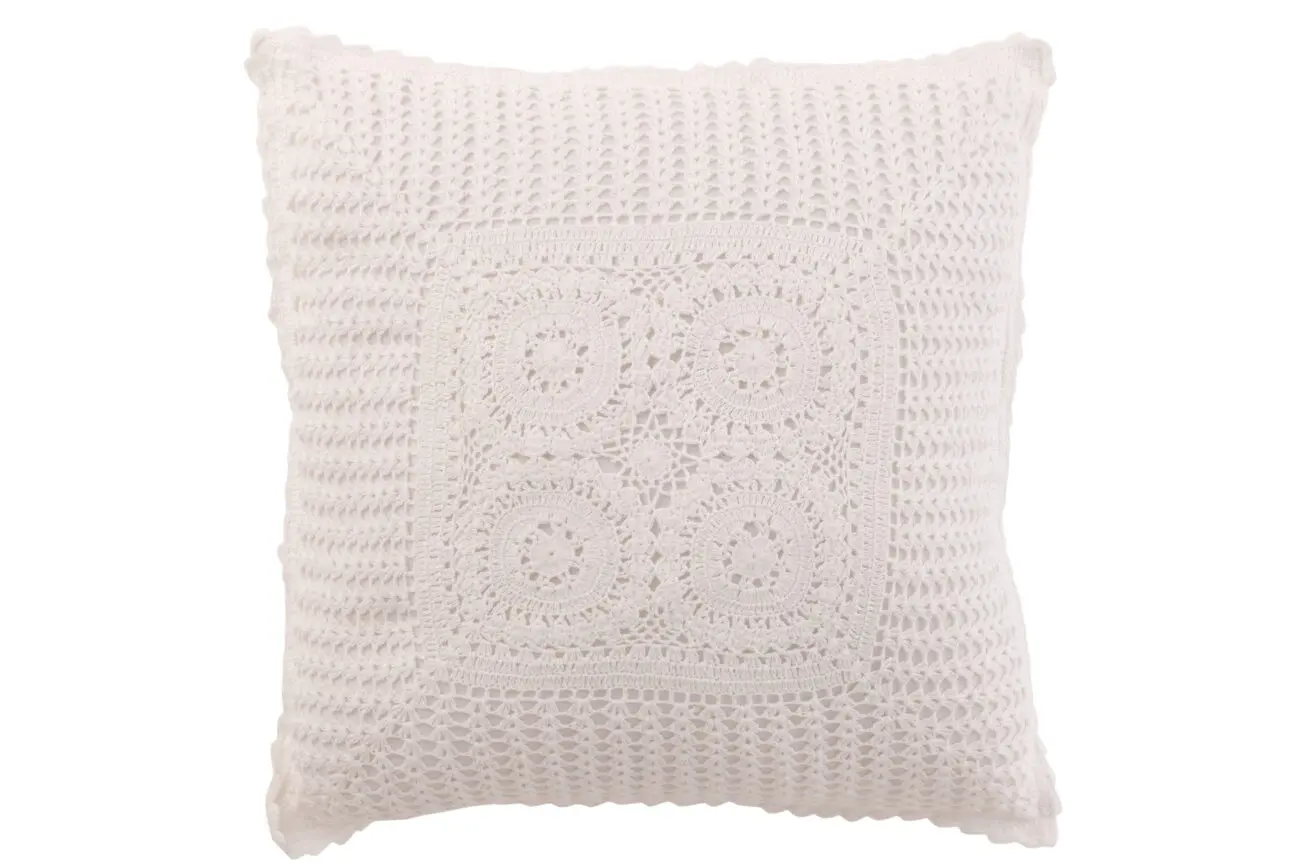 Coussin dentelles Bano - Coton - Blanc 44x44