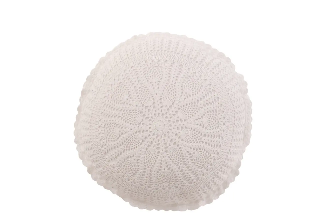 Coussin rond Mia - Coton - Blanc 38x38