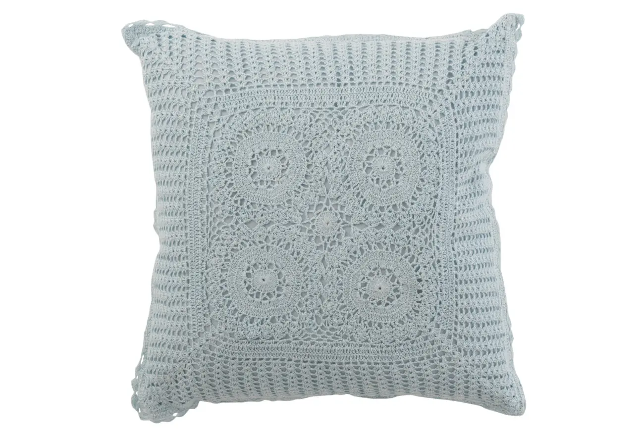 Coussin dentelles Bano - Coton - Bleu 44x44